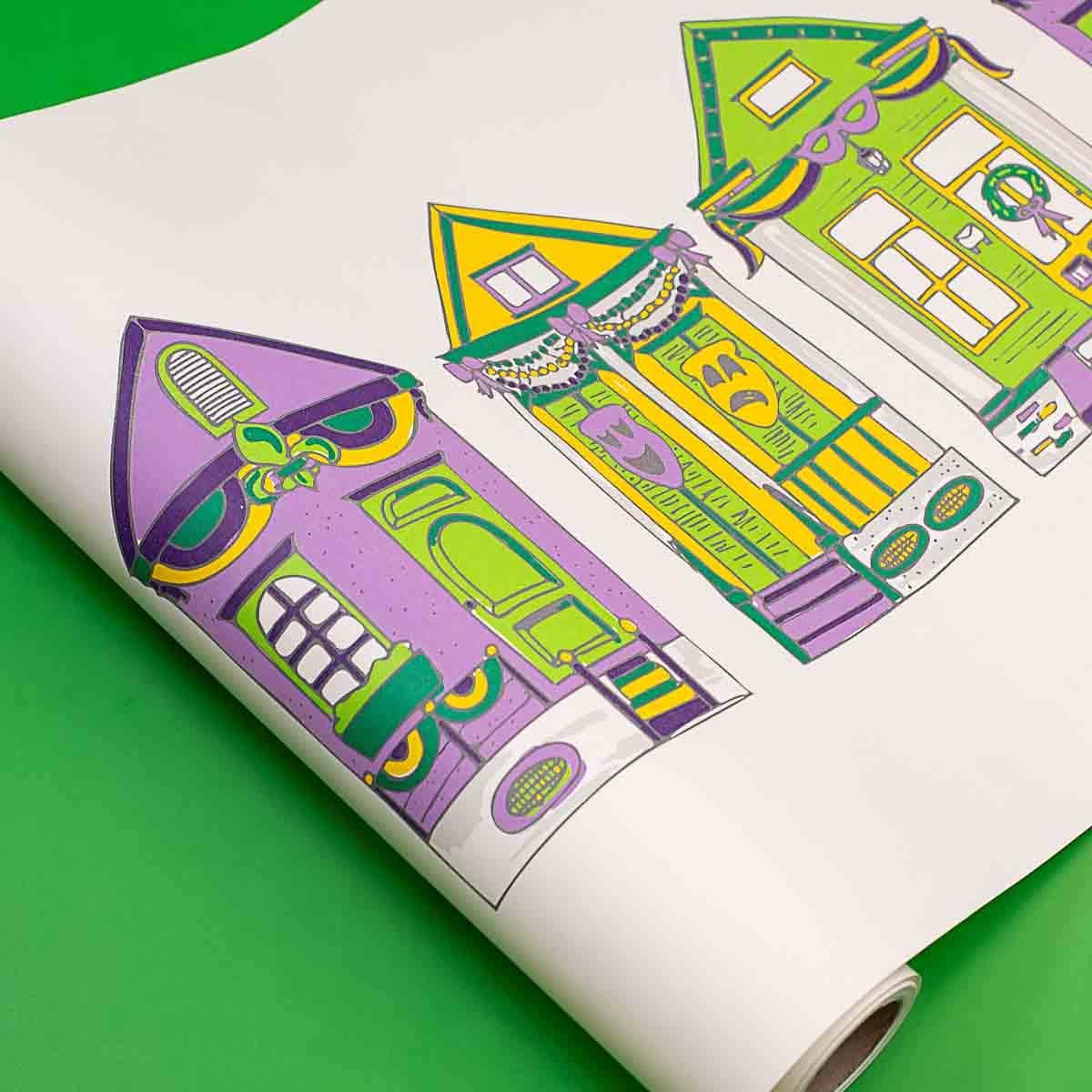 The Royal Standard Mardi Gras Parade Houses Paper Table Runner (45' roll) - Little Miss Muffin Children & Home
