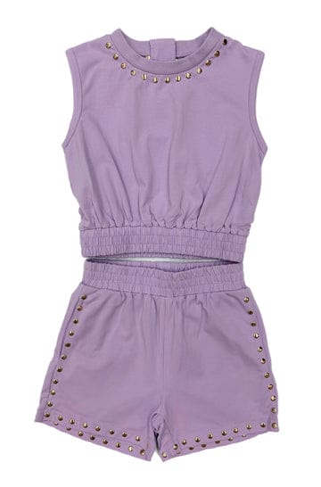 Pixie LSU Gold Studded 2-Piece Shorts Set