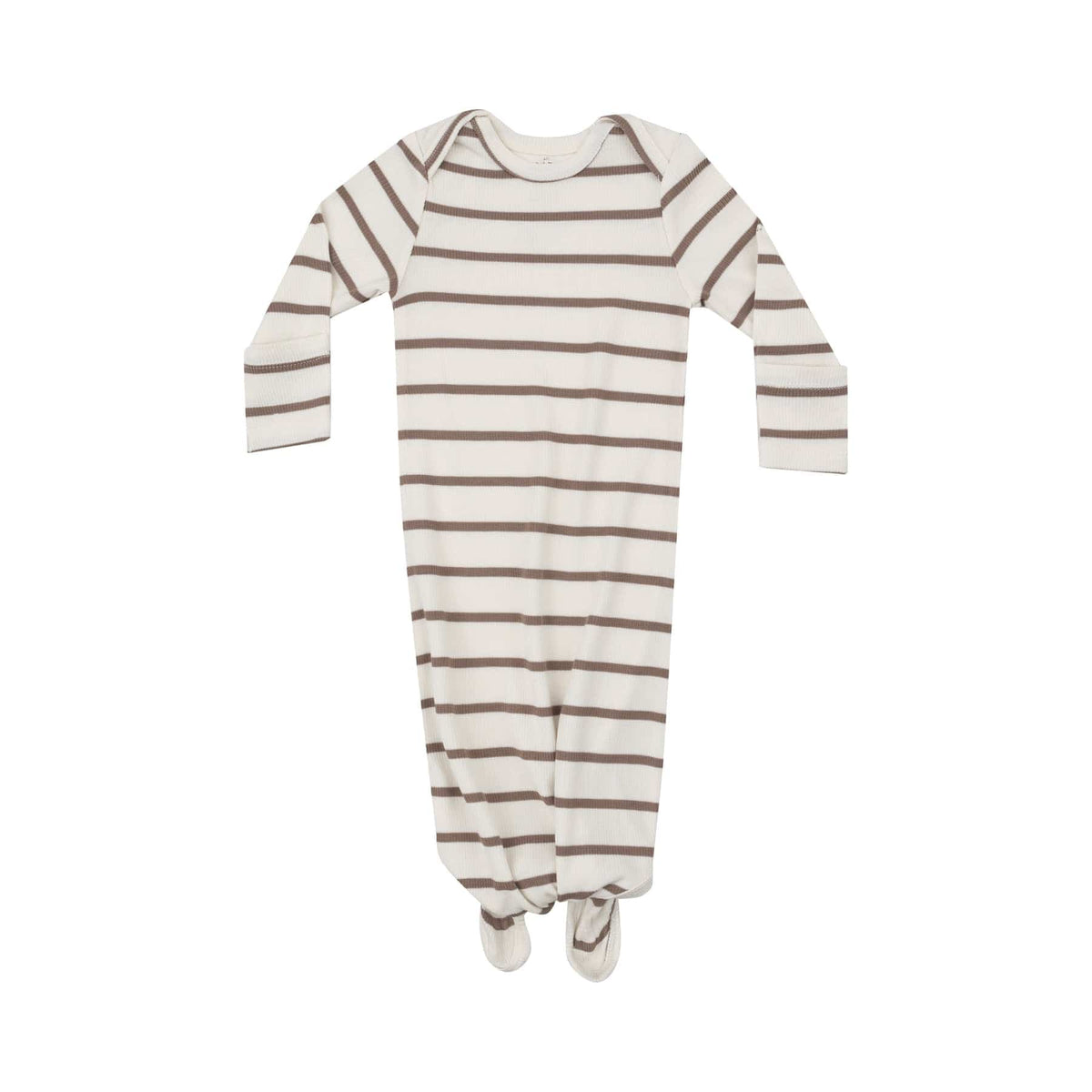 Angel Dear Angel Dear Ribbed Brown Stripe Knotted Gown - Little Miss Muffin Children & Home