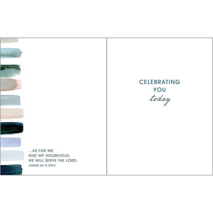 Soft Blue Stripe With Scripture Father's Day Greeting Card