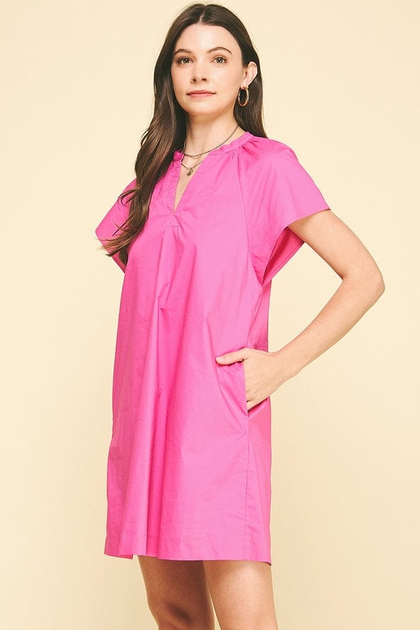 Pinch V-Neck Tunic Dress with Side Pockets - Little Miss Muffin Children & Home