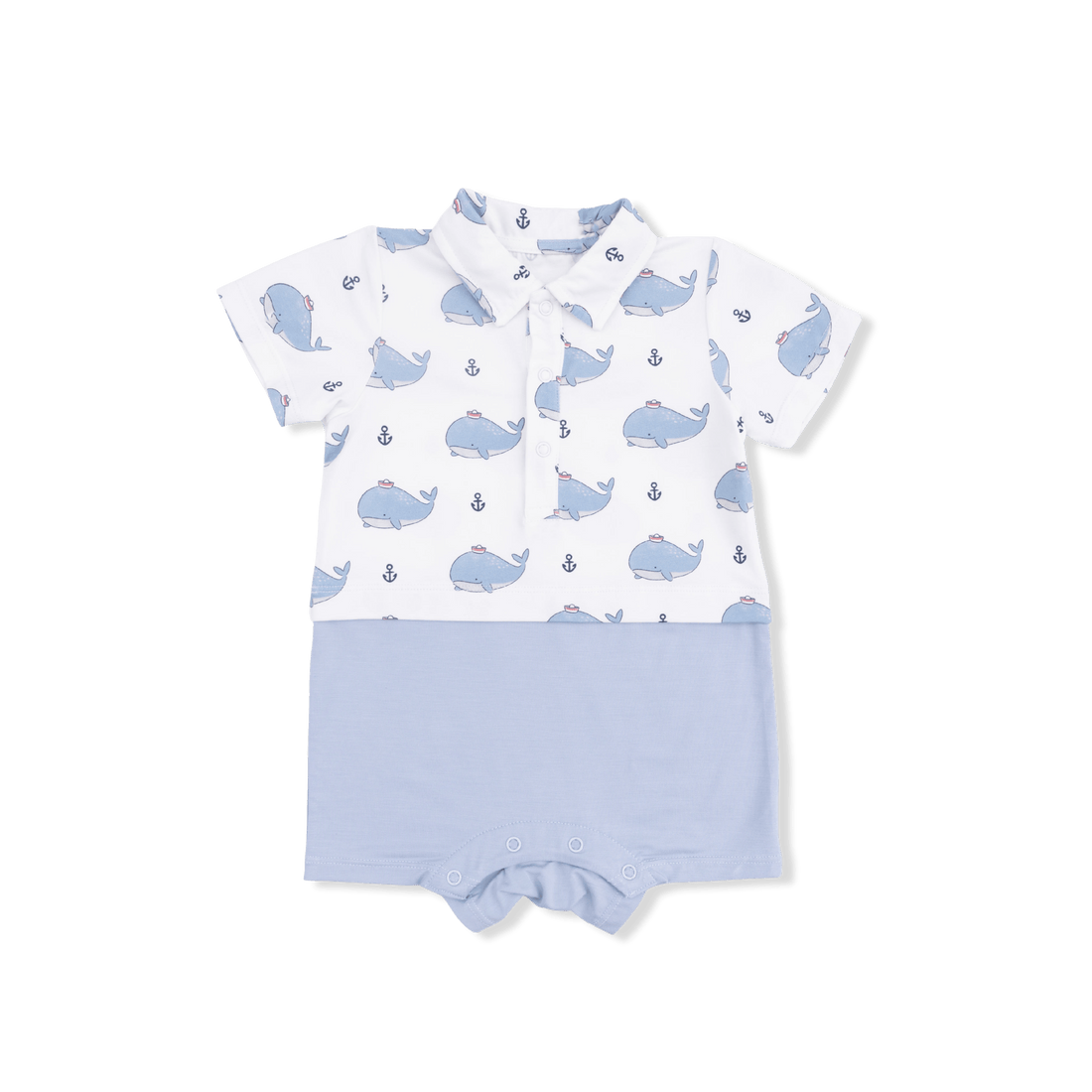 Angel Dear Bubbly Sailor Whales Blue Short Playsuit - Little Miss Muffin Children & Home