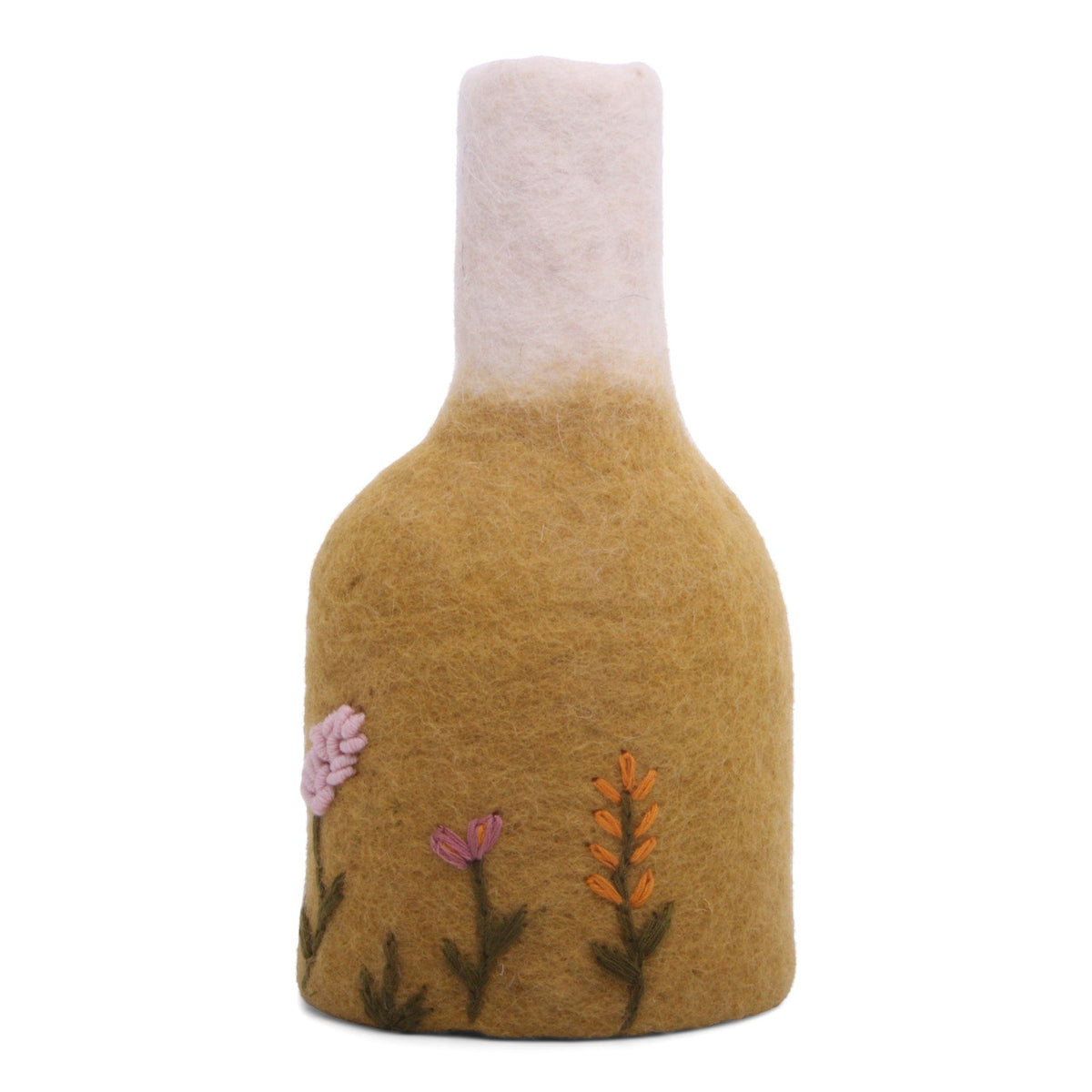felt wool vase with embroidered flowers
