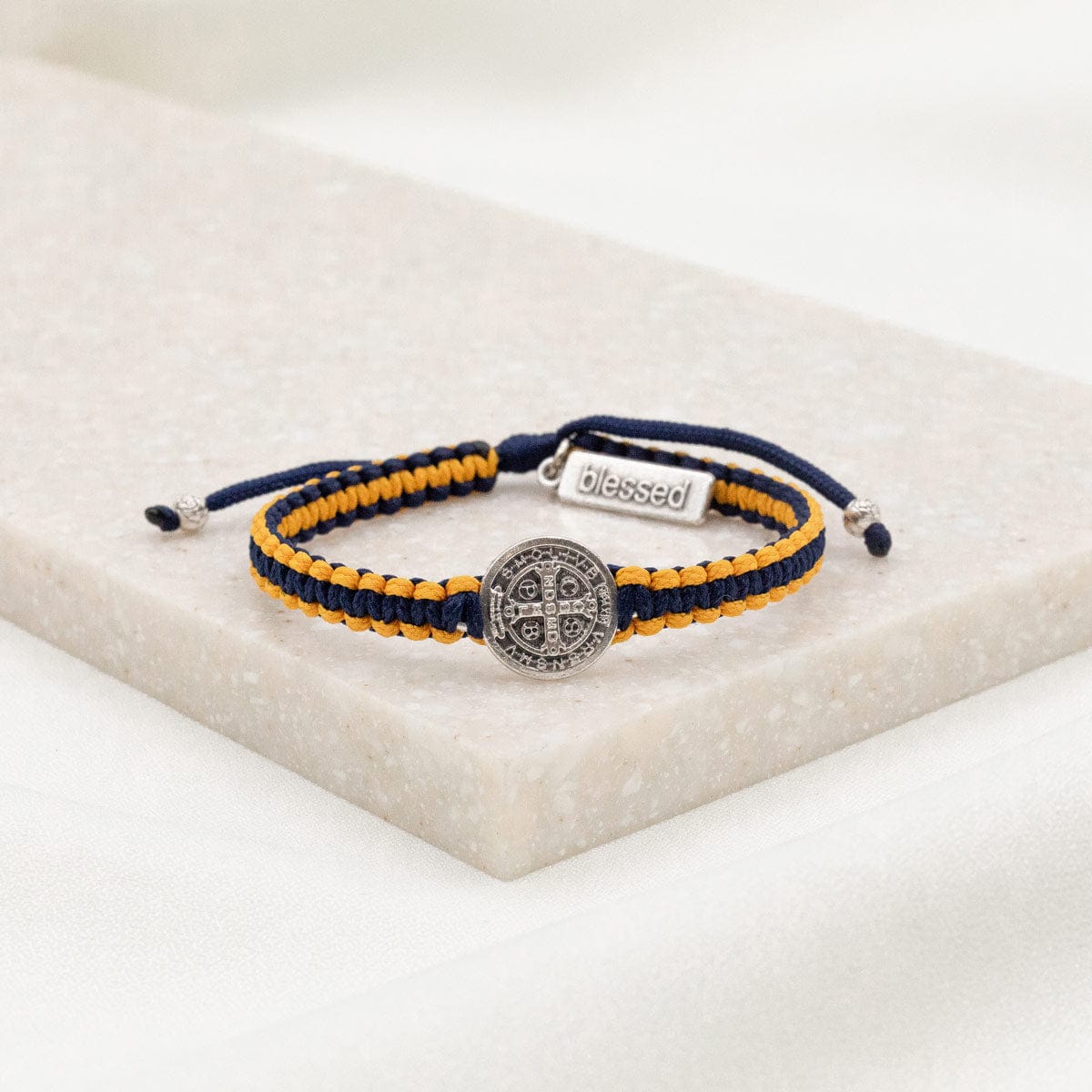 School Spirit Blessing Bracelet 1 Medal Maize Yellow/Navy/Silver