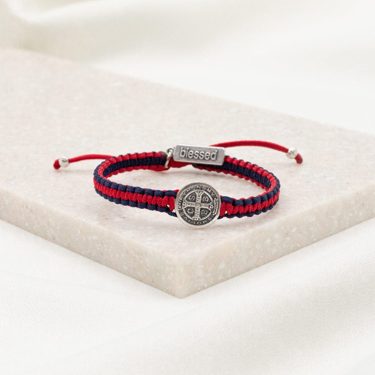 My Saint My Hero School Spirit Blessing Bracelet 1 Medal Navy/Red/Silver - Little Miss Muffin Children & Home