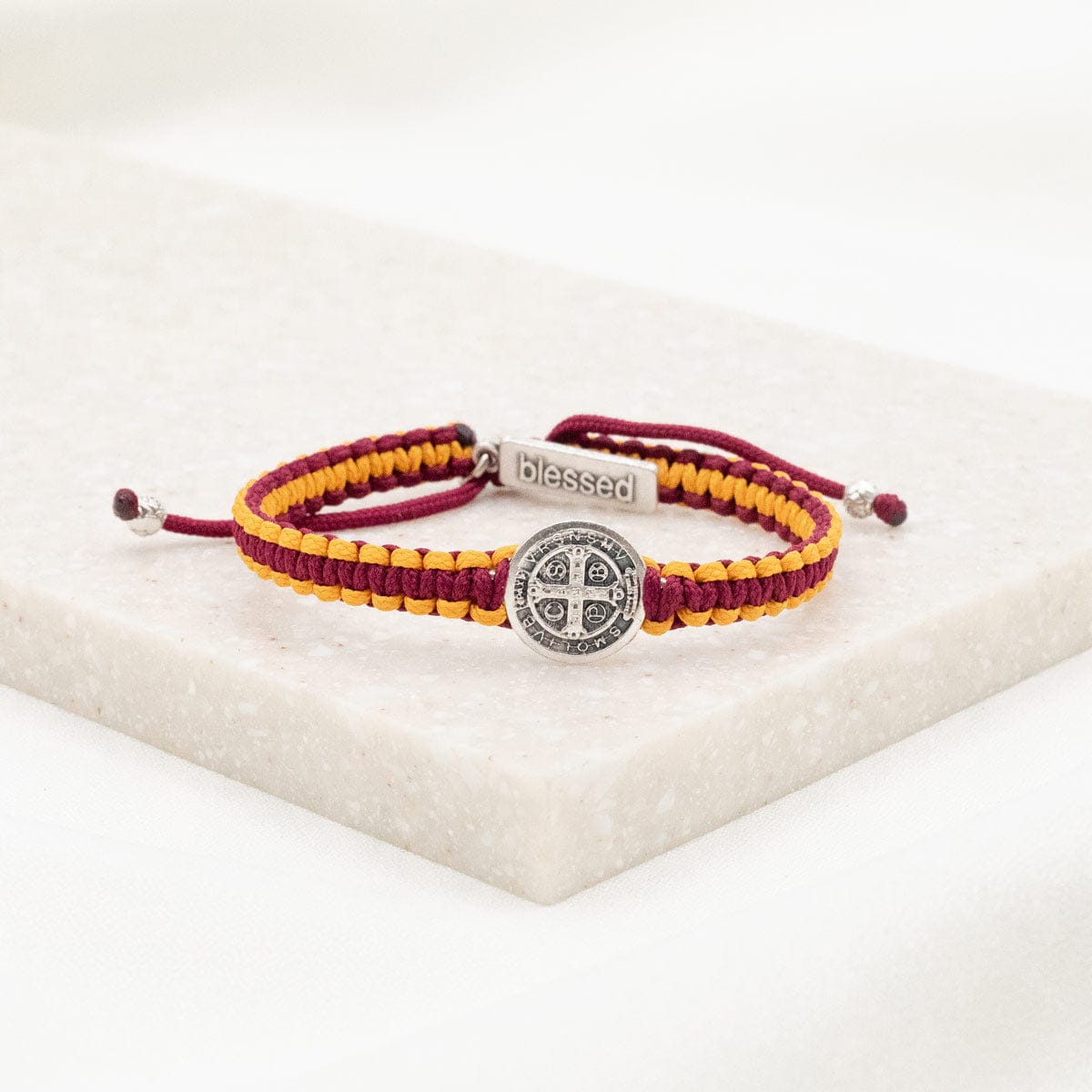 My Saint My Hero School Spirit Blessing Bracelet 1 Medal Yellow/Merlot/Silver - Little Miss Muffin Children & Home