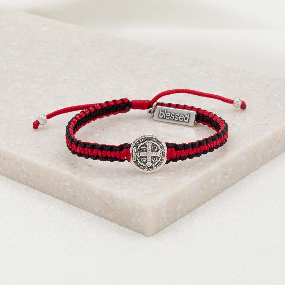 My Saint My Hero School Spirit Blessing Bracelet 1 Medal Black/Red/Silver - Little Miss Muffin Children & Home