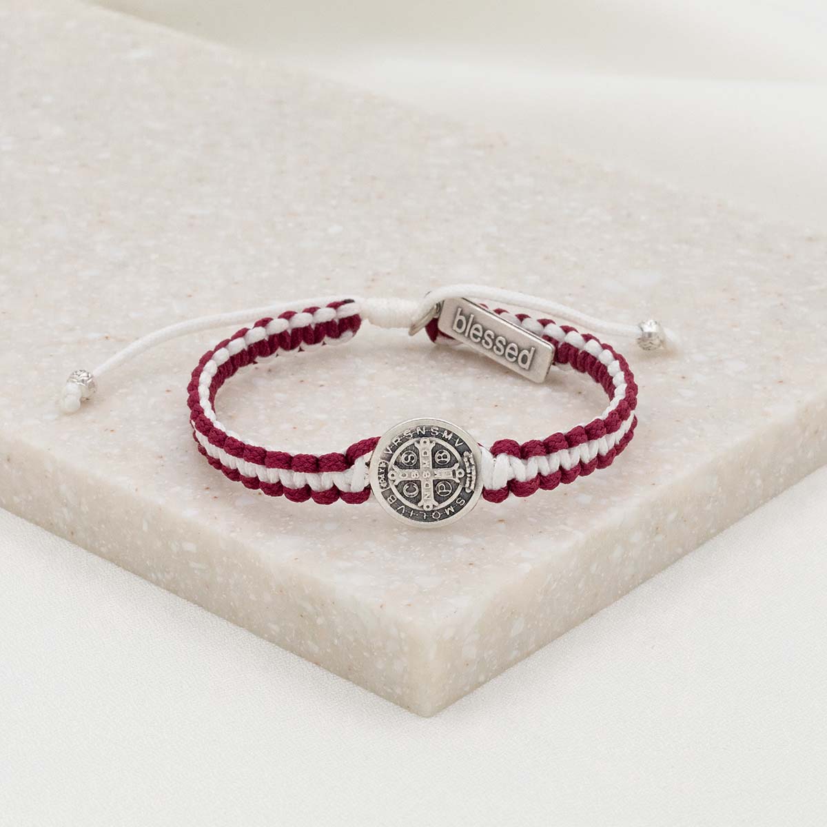 My Saint My Hero School Spirit Blessing Bracelet 1 Medal Merlot/White/Silver - Little Miss Muffin Children & Home
