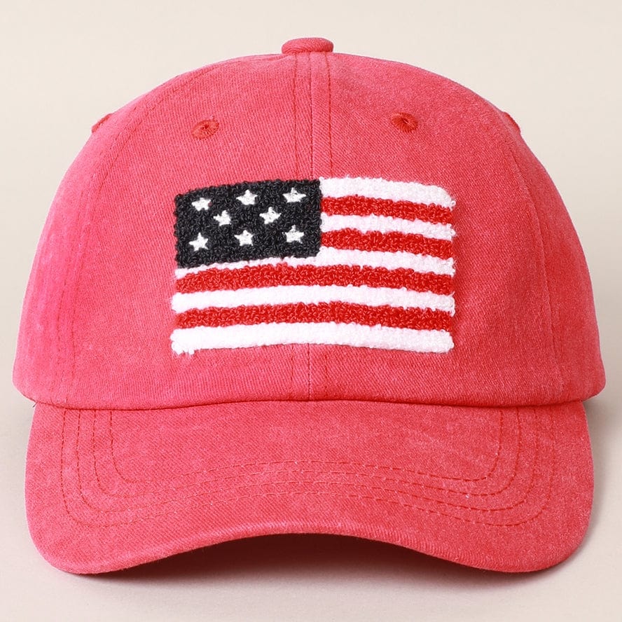 Fashion City American Flag Chenille Patch Baseball Cap, Red - Little Miss Muffin Children & Home