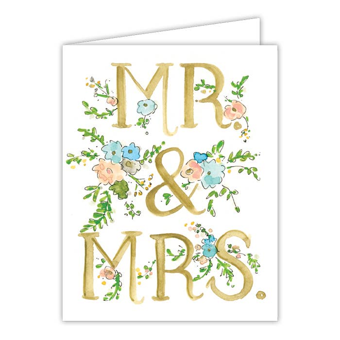 RosanneBeck Collections Mr and Mrs Floral Small Folded Greeting Card - Little Miss Muffin Children & Home