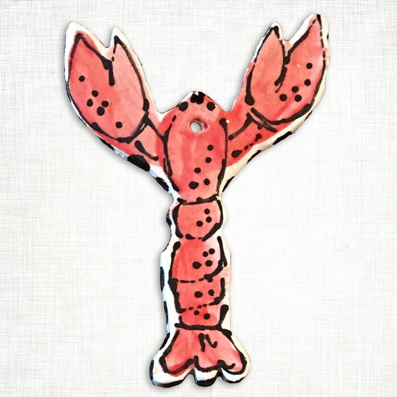 Magnolia Creative Co hand-painted ceramic crawfish Christmas ornament