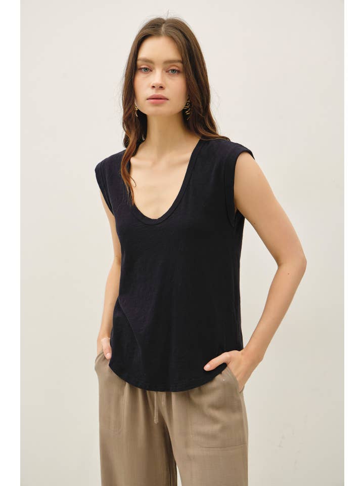 Be Cool Garment Dyed Scoop V-Neck Cap Sleeve Top, 8 Available Colors - Little Miss Muffin Children & Home