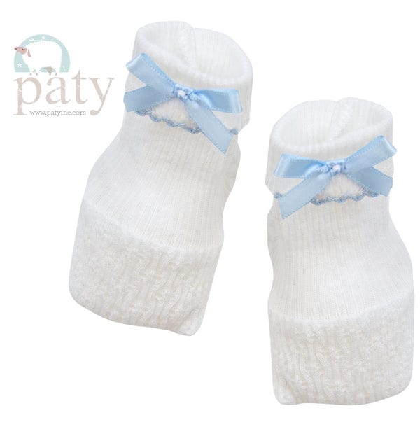 Paty, Inc. Paty Knit White Booties with Color Bow - Little Miss Muffin Children & Home
