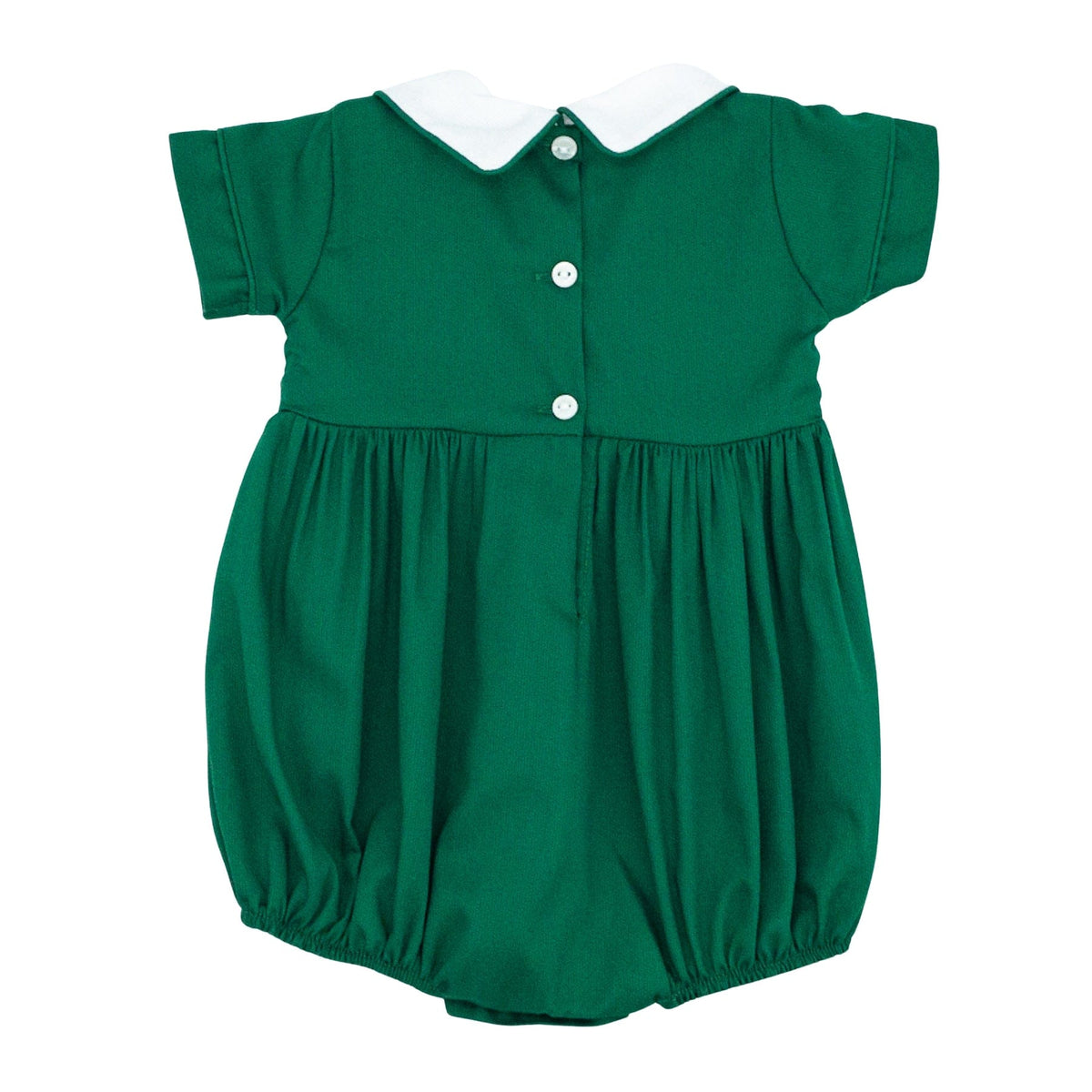 Noah Christmas Green Smock Bubble with White Collar