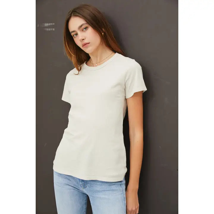 Garment Dyed Slub Tee in Stone