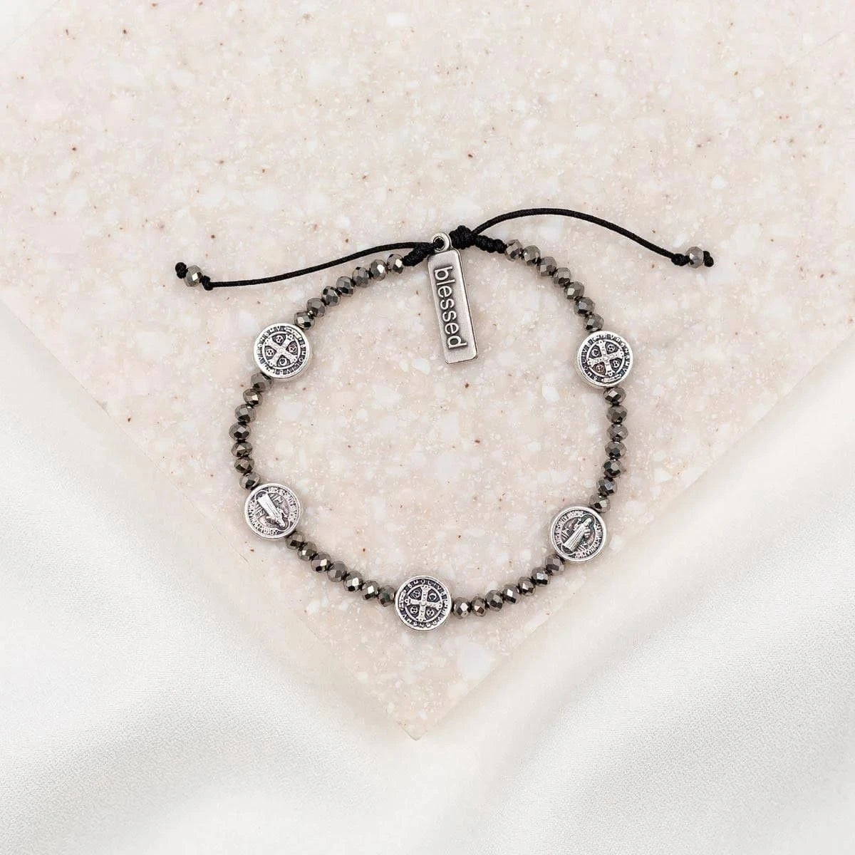My Saint My Hero Crystal Gratitude Blessing Bracelet Silver/Silver - Little Miss Muffin Children & Home
