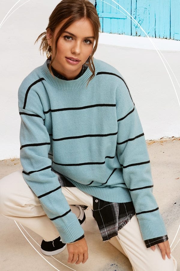 La Miel La Miel Loose Fit Striped Long Sleeve Sweater - Little Miss Muffin Children & Home