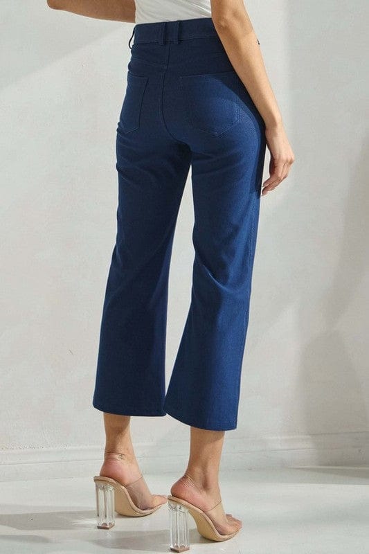 Yelete Straight Leg Cropped Pants in Denim Blue - Little Miss Muffin Children & Home
