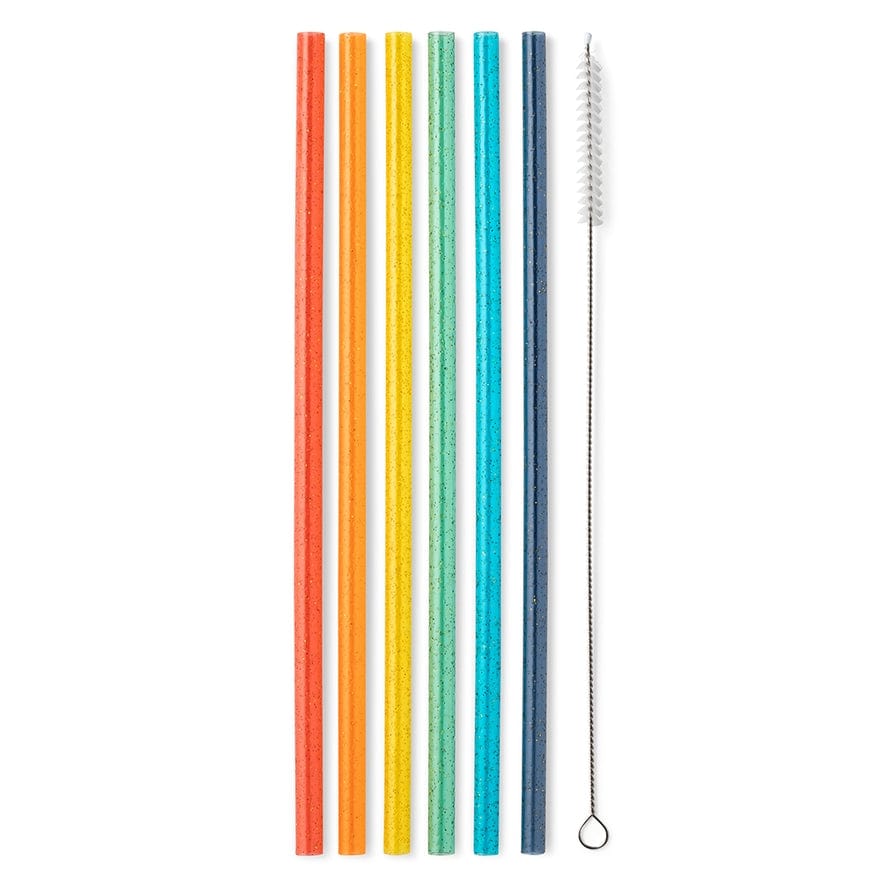 Swig Life Swig Life Retro Rainbow Glitter Reusable Straw Set - Little Miss Muffin Children & Home