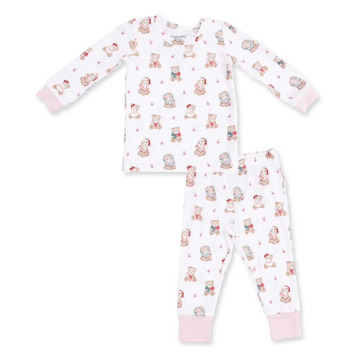 Angel Dear Christmas Teddy Bears Pink Long Sleeve Loungewear Set - Little Miss Muffin Children & Home