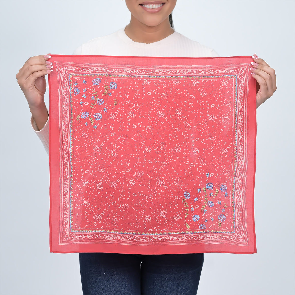Shivani Red Embroidered Bandana Scarf - Little Miss Muffin Children & Home