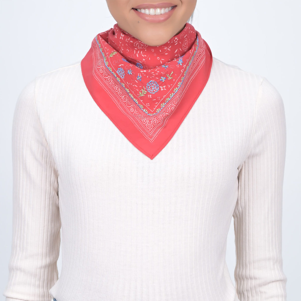 Shivani Red Embroidered Bandana Scarf - Little Miss Muffin Children & Home