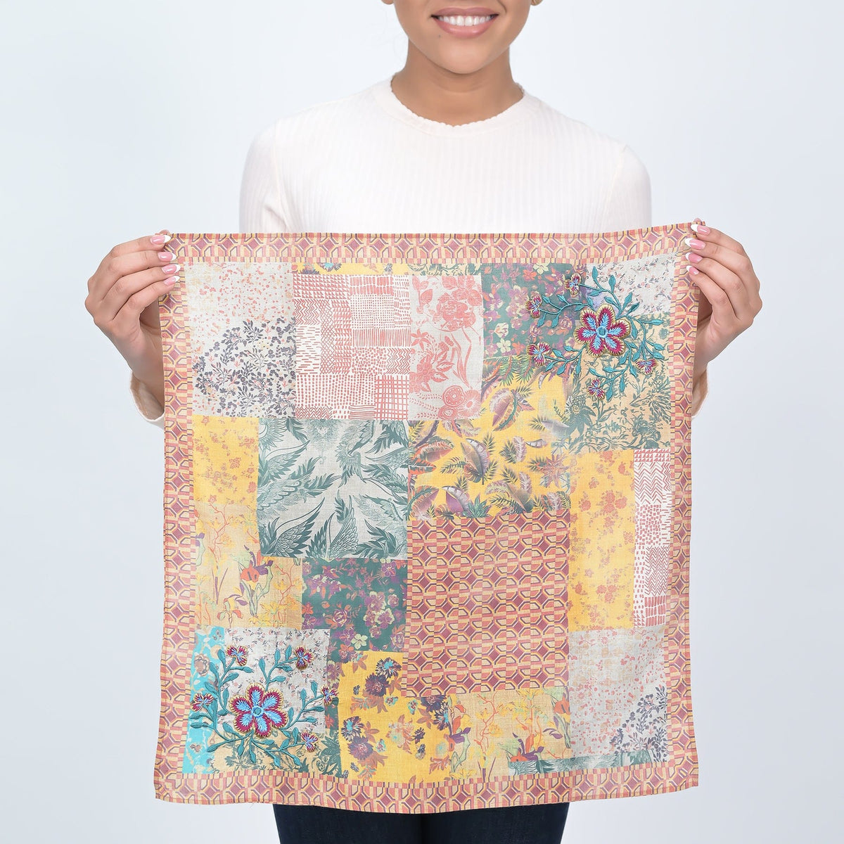 Shivani Harvest Gold Wallpaper Patchwork Embroidered Bandana Scarf - Little Miss Muffin Children & Home