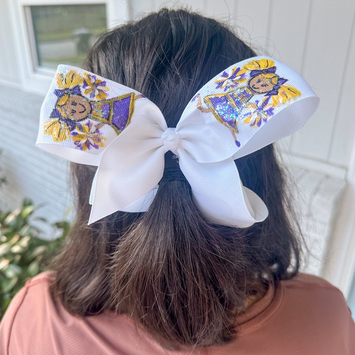 Heidi Davis Bows Heidi Davis LSU Cheer Hand Painted Bow Double Glitter - Little Miss Muffin Children & Home