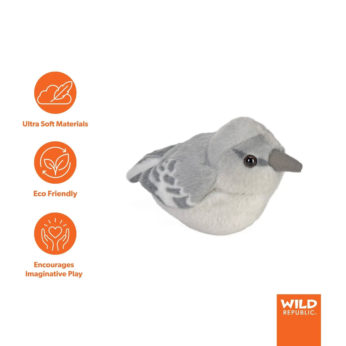 Wild Republic Audubon Birds Northern Mockingbird Plush, view 8