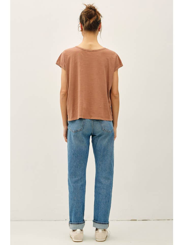 Be Cool Garment Dyed Oversize Cut Split-V Cotton Slub Tee, 4 Available Colors - Little Miss Muffin Children & Home