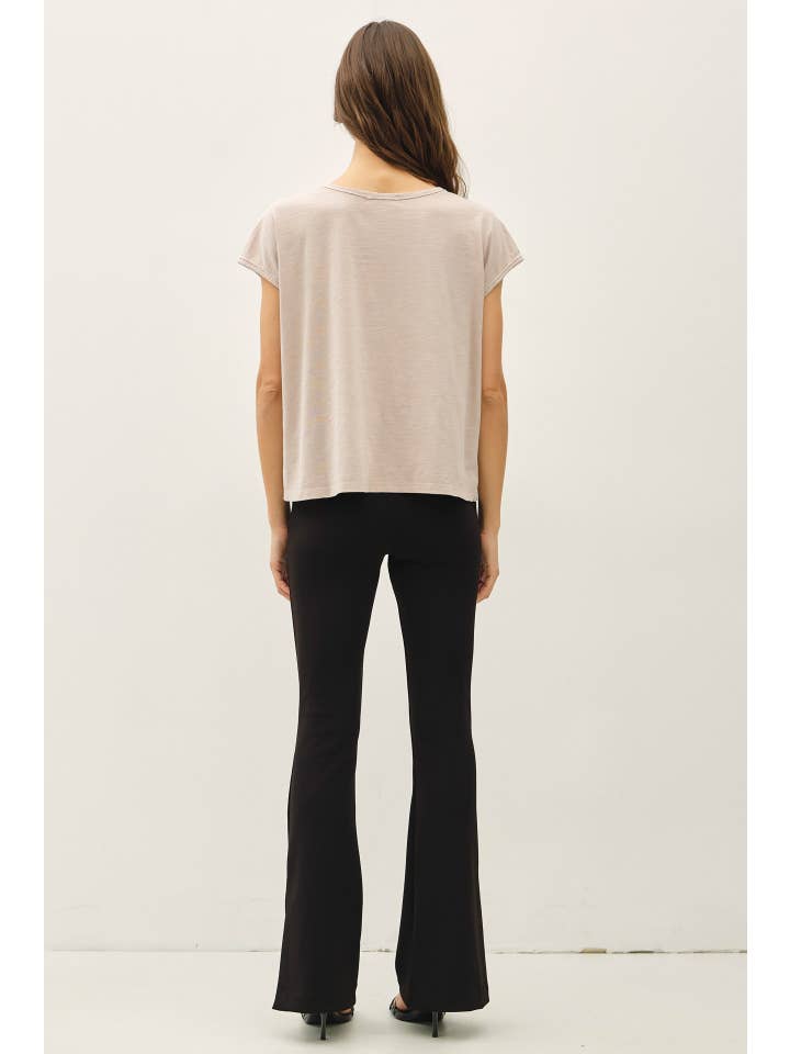 Garment Dyed Oversize Cut Split-V Cotton Slub Tee, 4 Available Colors