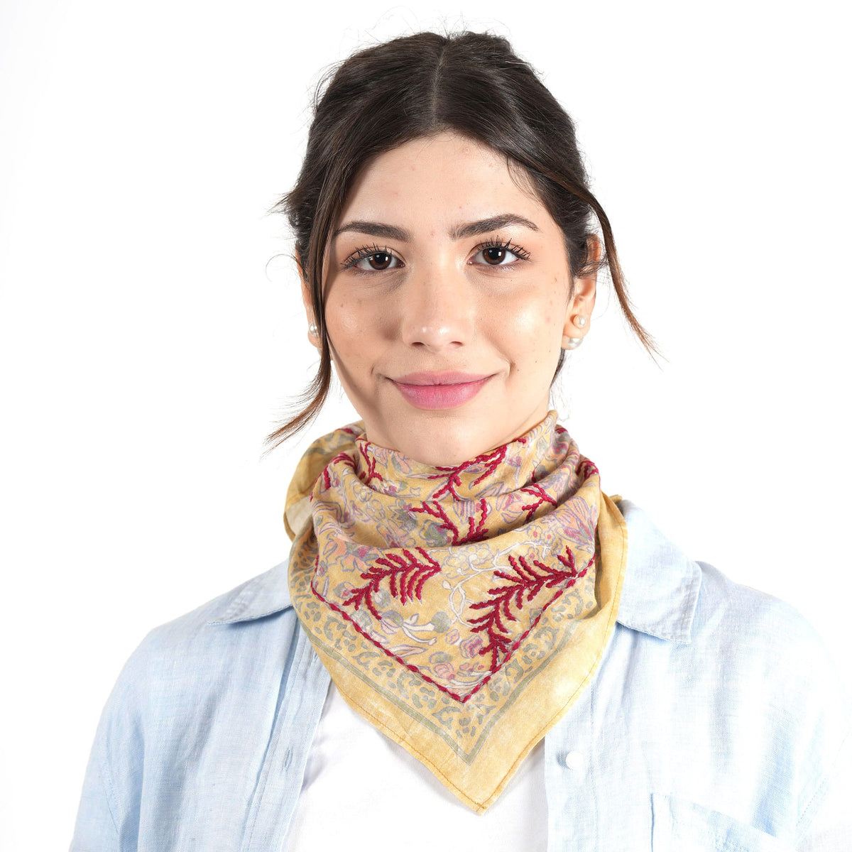 Shivani Dusty Ochre Embroidered Bandana Scarf - Little Miss Muffin Children & Home