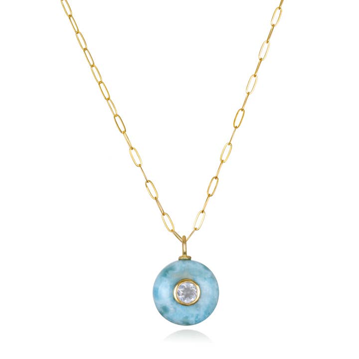 Amelia Rose Jewelry Larimar & White Topaz Paperclip Necklace - Little Miss Muffin Children & Home