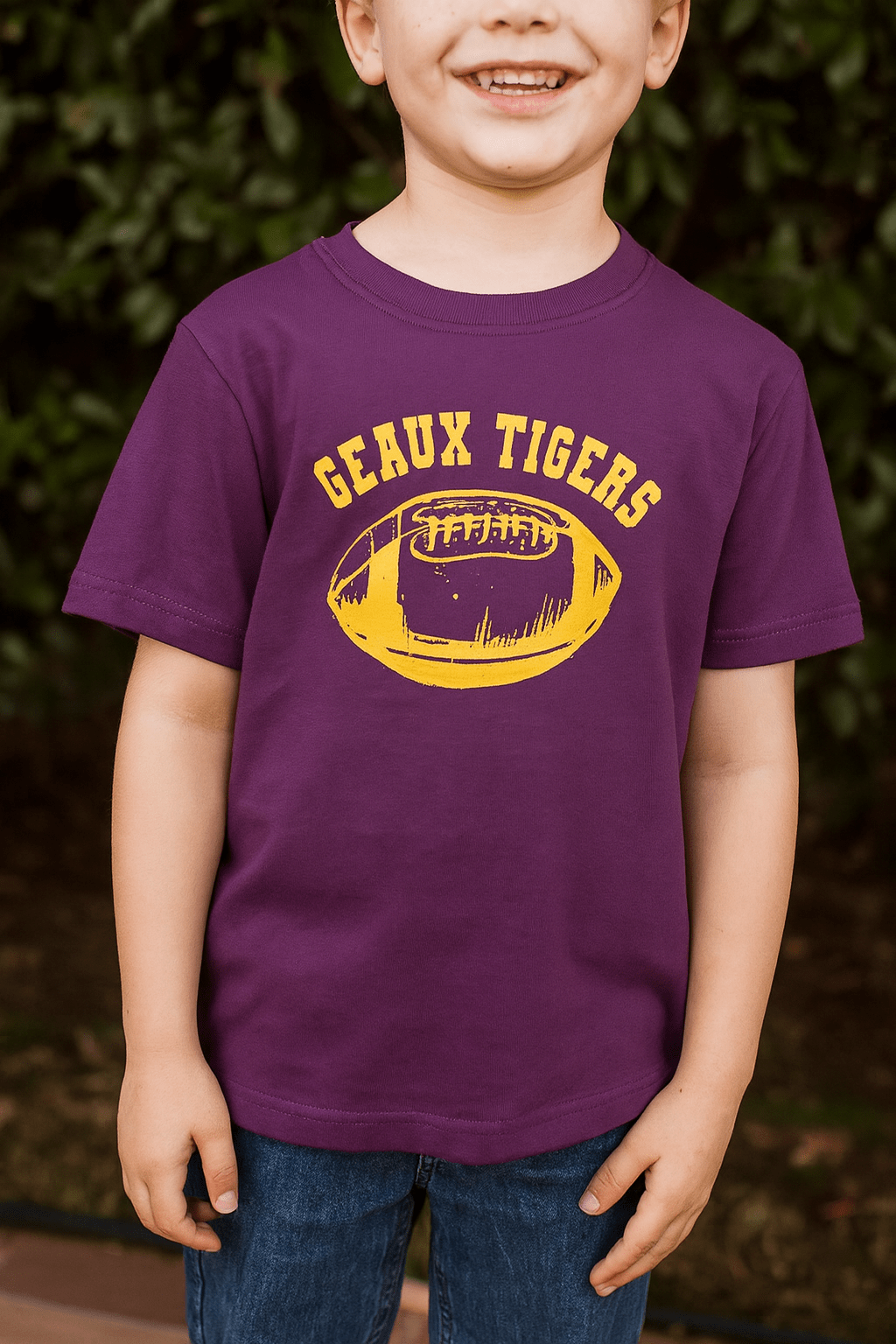 Whereable Art Geaux Tigers Toddler Fine Jersey Tee in Purple - Little Miss Muffin Children & Home