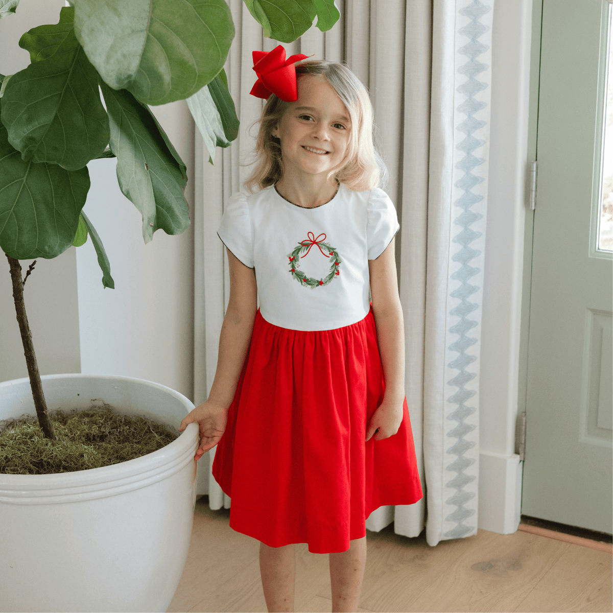 Durham Plaid with Christmas Red Corduroy Dress for girls by Bailey Boys
