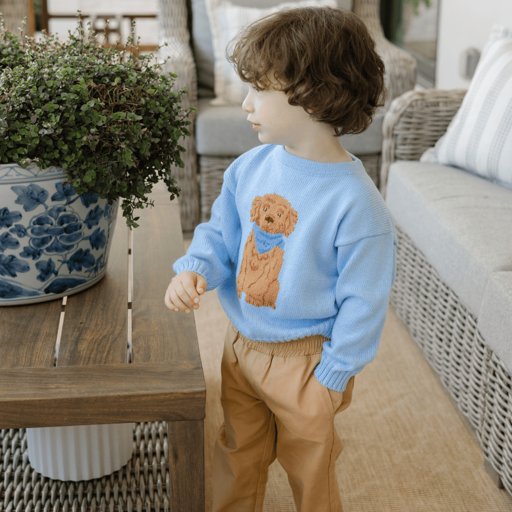 Bailey Boys Doodle Crew Neck Sweater in Light Blue - Little Miss Muffin Children & Home