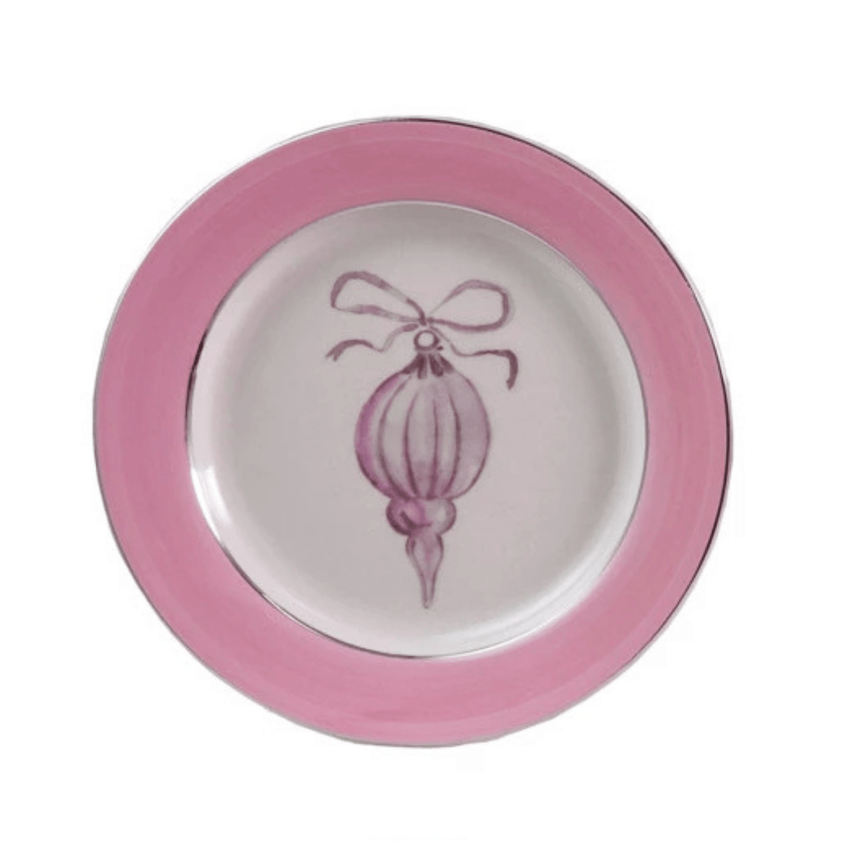 Creative Co-op Stoneware Plate with Ornament Image & Electroplated Edges, 4 Styles - Little Miss Muffin Children & Home