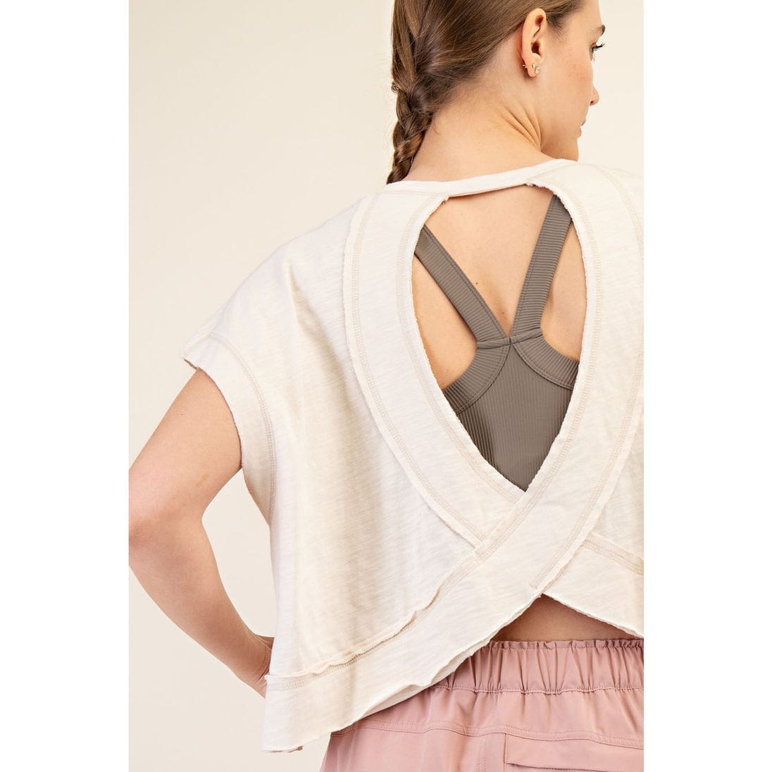 Rae Mode Cotton Slub Short Sleeve Open Back Top - Little Miss Muffin Children & Home