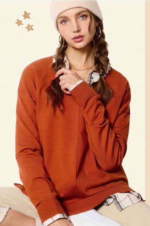 v neck rust colored sweater