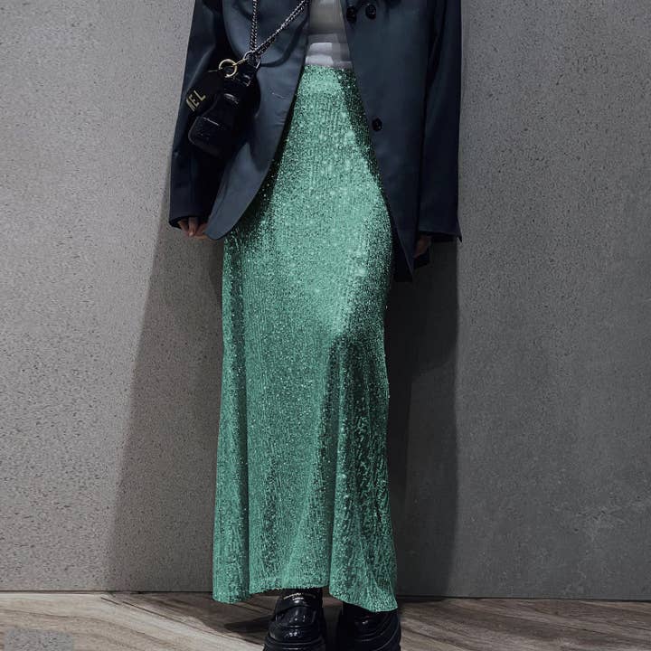 Sweetkama Cyan Ladies Sparkle Sequin Party Long Skirt - Little Miss Muffin Children & Home
