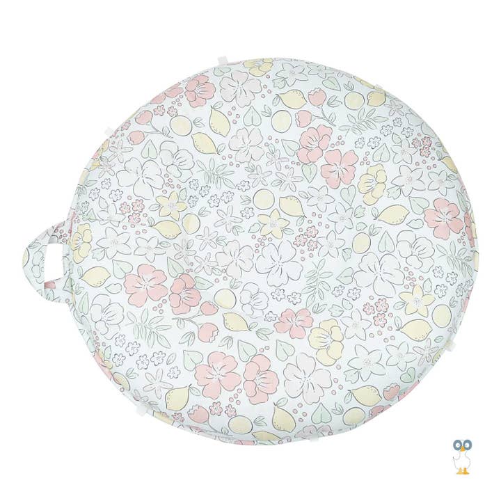 Goosewaddle + Pello Lemon Aqua Glass 34" Diameter Round Floor Pillow Cushion - Little Miss Muffin Children & Home