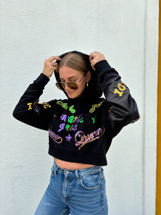 Mardi Gras Creations Mardi Gras Creations Mardi Explosion Crop Hoodie - Little Miss Muffin Children & Home