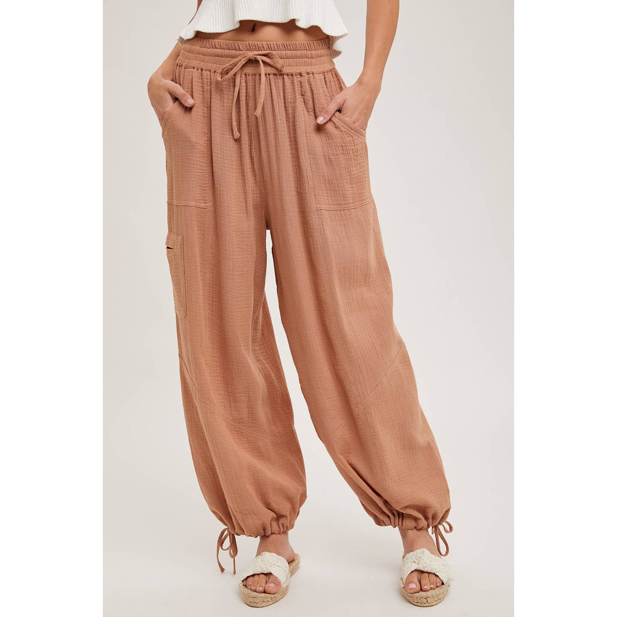 Bluivy Bluivy Jogger Harem Drawstring Pants, Clay - Little Miss Muffin Children & Home
