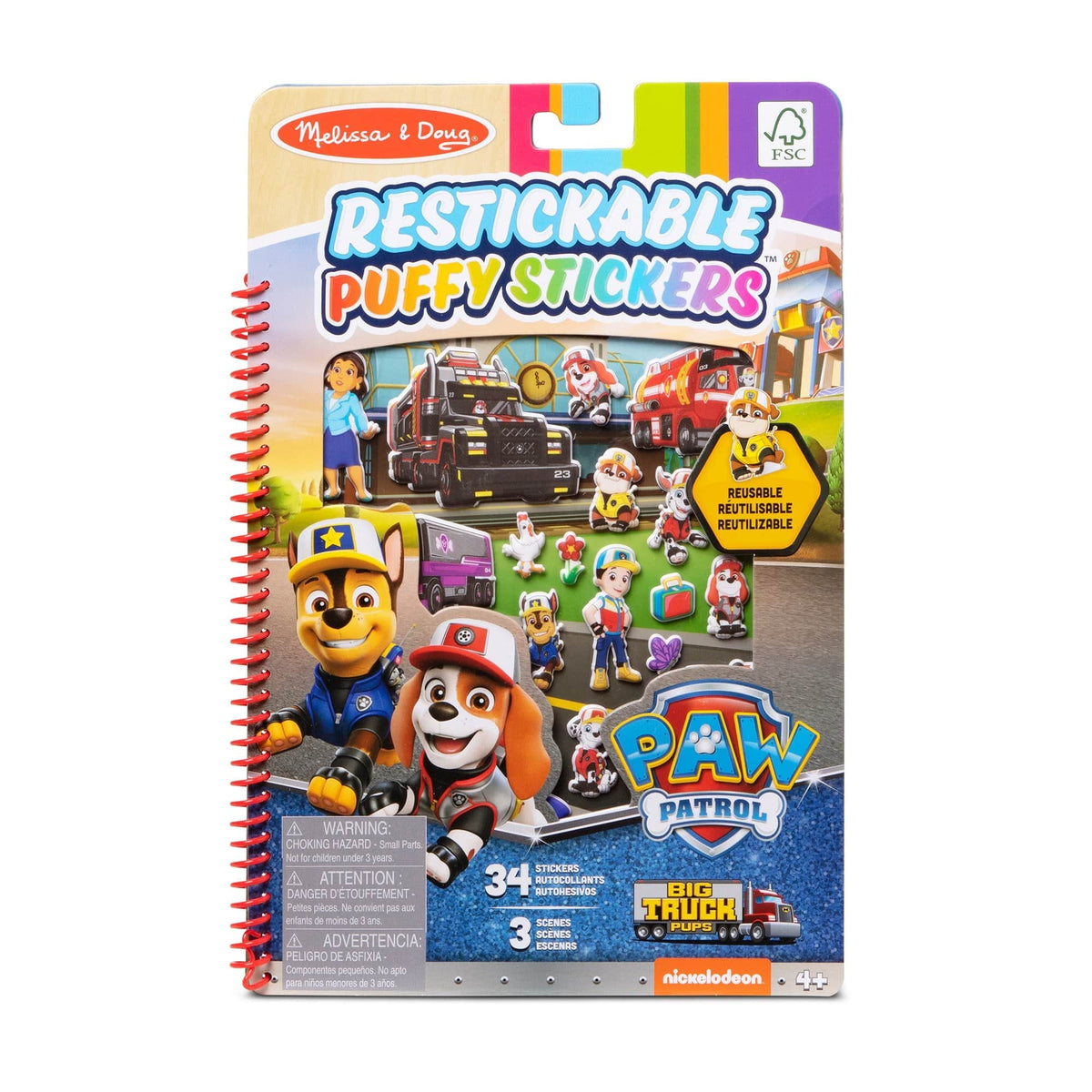 Melissa & Doug Melissa & Doug Paw Patrol Puffy Stickers - Big Truck Pups - Little Miss Muffin Children & Home