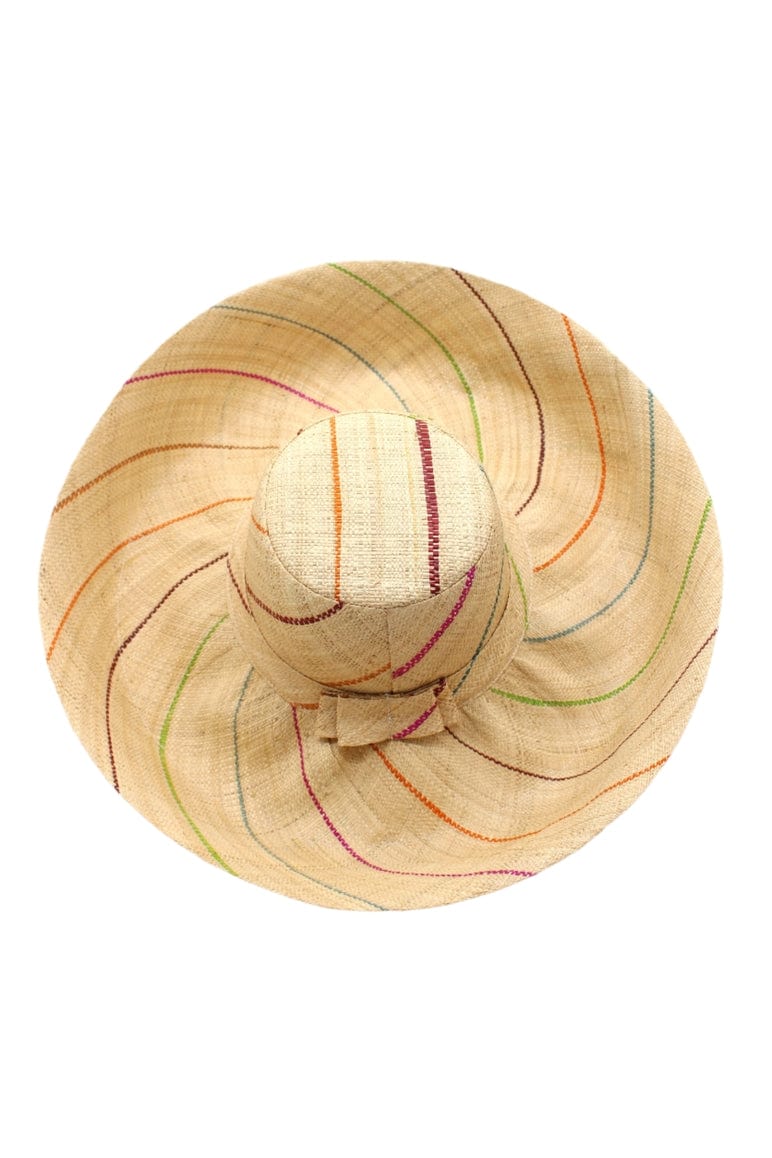 Shebobo Shebobo Brights Multicolor Pinstripes 7" Wide Brim Pinstripe Packable Straw Sun Hat - Little Miss Muffin Children & Home