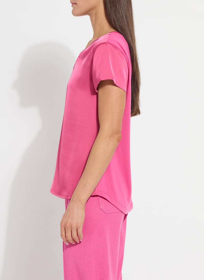Lysse Lysse Saori V-Neck Mix Media Top in Hot Pink - Little Miss Muffin Children & Home