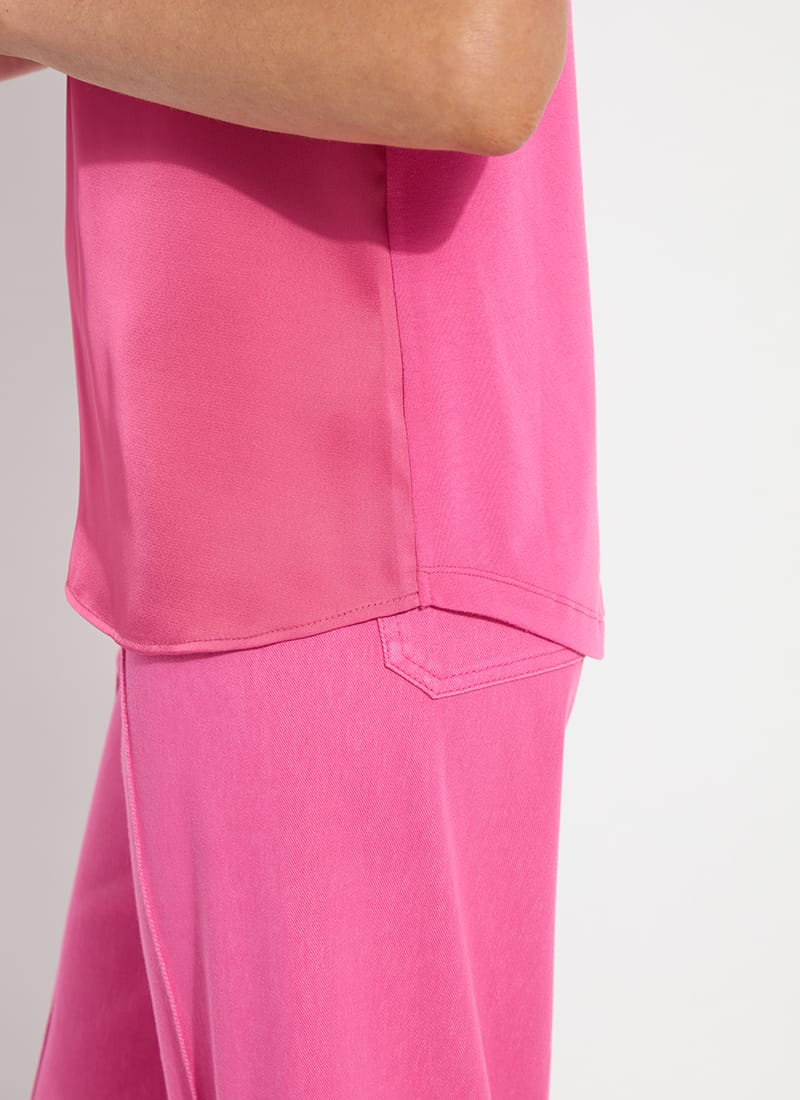 Lysse Lysse Saori V-Neck Mix Media Top in Hot Pink - Little Miss Muffin Children & Home