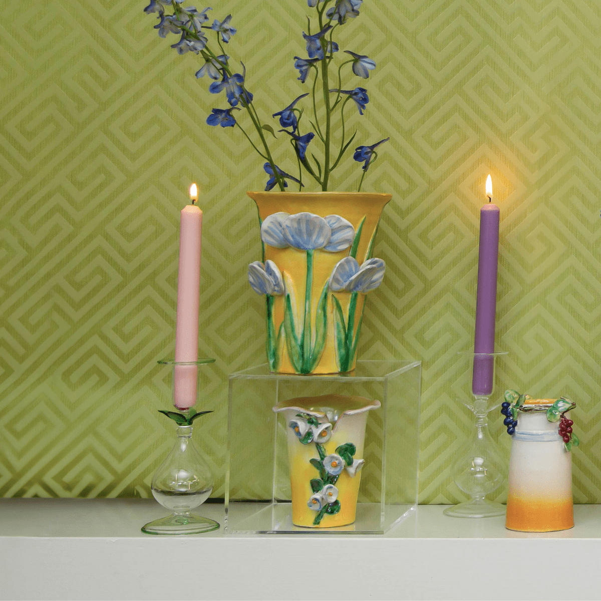 Abigail's Home Decor Small White Vase with Blue Bells - Little Miss Muffin Children & Home