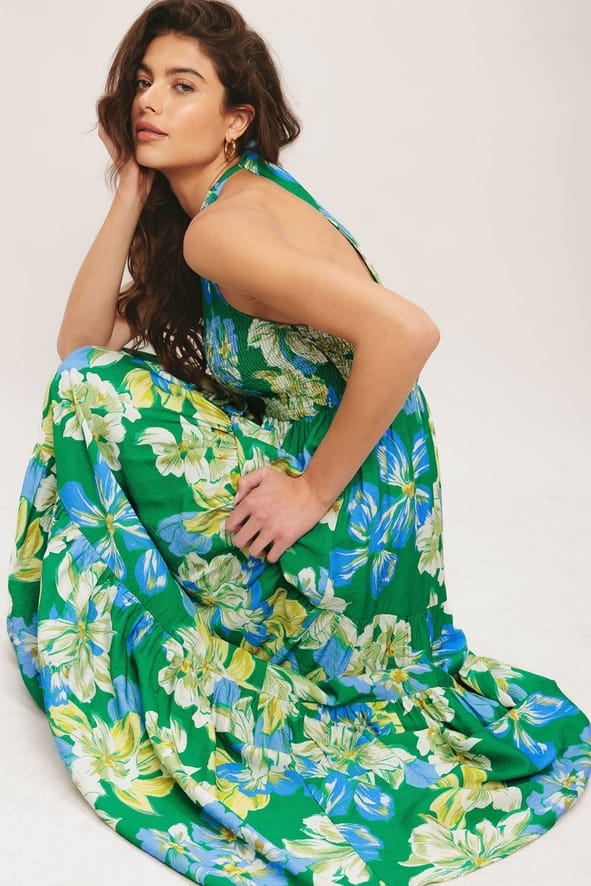 Flying Tomato Green Palm Shore Print Woven Maxi Dress - Little Miss Muffin Children & Home