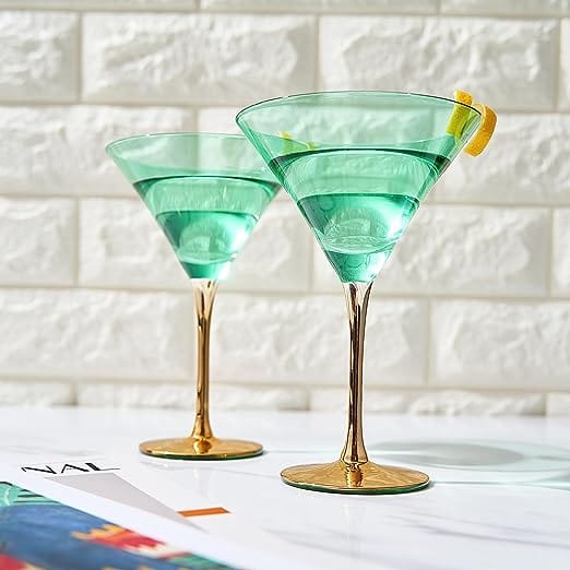 teal blue martini glass